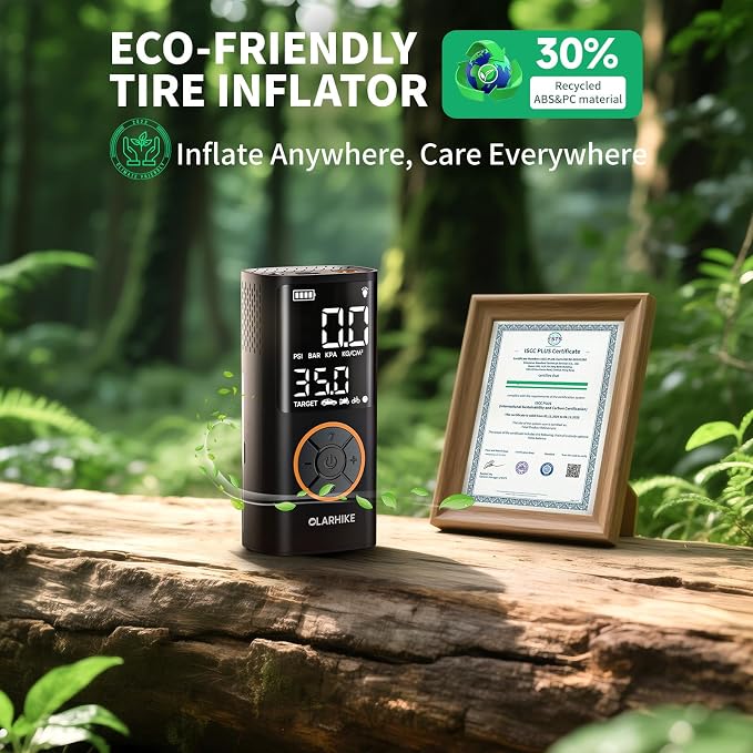 OlarHike Tire Inflator Portable Air Compressor, Smart Dual Hose System, Auto Air Pump for Car Tires, Bike,Bicycle, Motorcycles,Electric Pump with LED Light & Digital Pressure Gauge