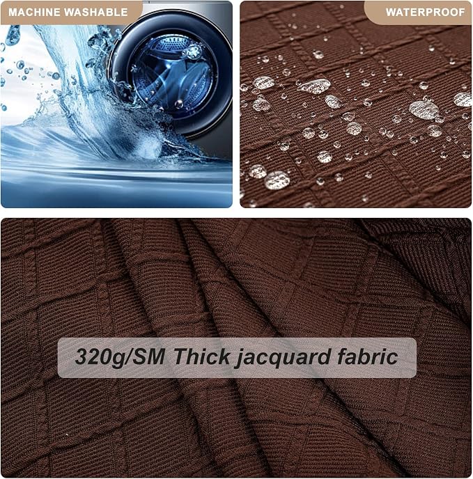 Genina Waterproof Seat Covers for Dining Room Chairs Covers Dining Chair Slipcovers Protector, No Rear Covers (Chocolate, 4 Pcs)