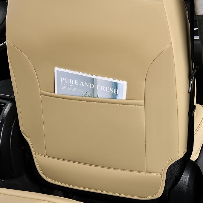 FLORICH Seat Covers for Cars, Waterproof Seat Covers, Leather Car Seat Covers 2 Pack, Universal Seat Cushion Protector for Most Cars Trucks SUV-Beige