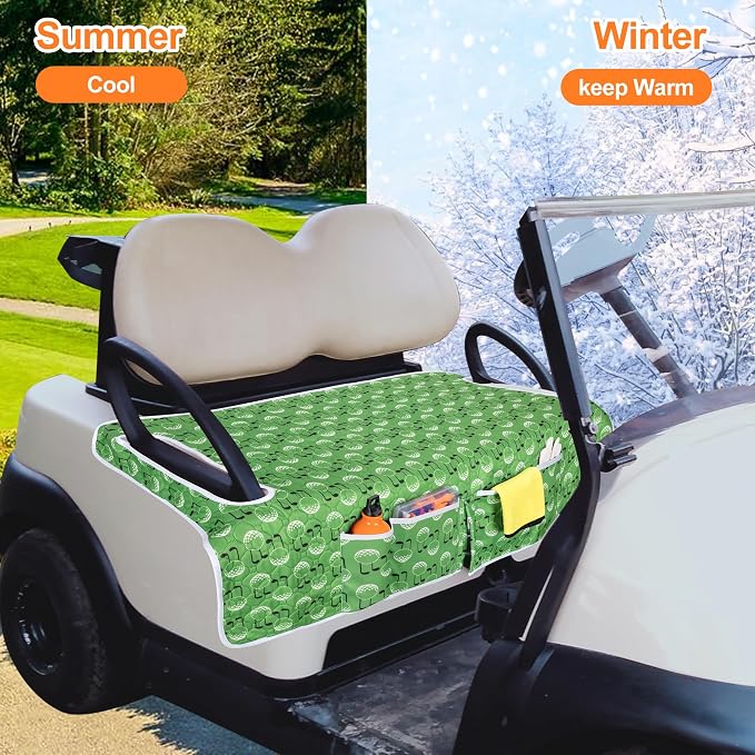 PGmoon Golf Cart Seat Covers with 4 Front Pockets & Nonskid Bottom