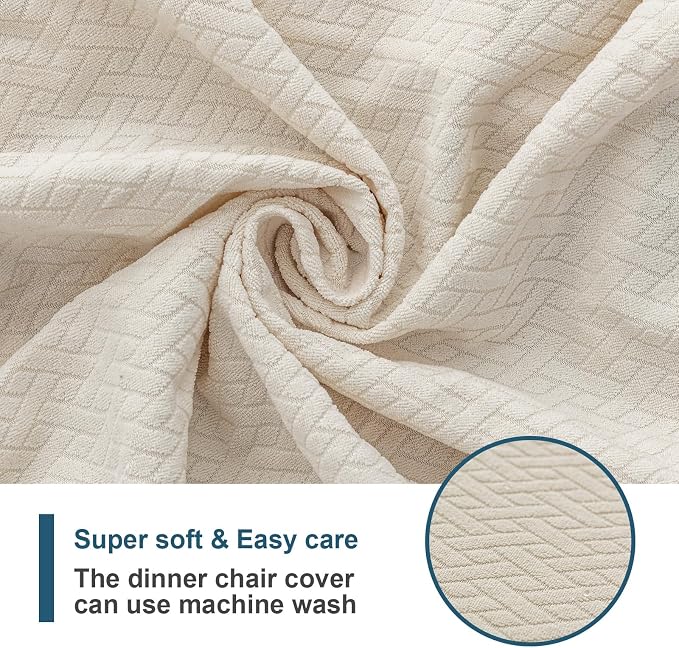 Genina Waterproof Seat Covers for Dining Room Chair Covers Waterproof Dining Chair Covers (4 PCS-Rear-gapped, Beige)