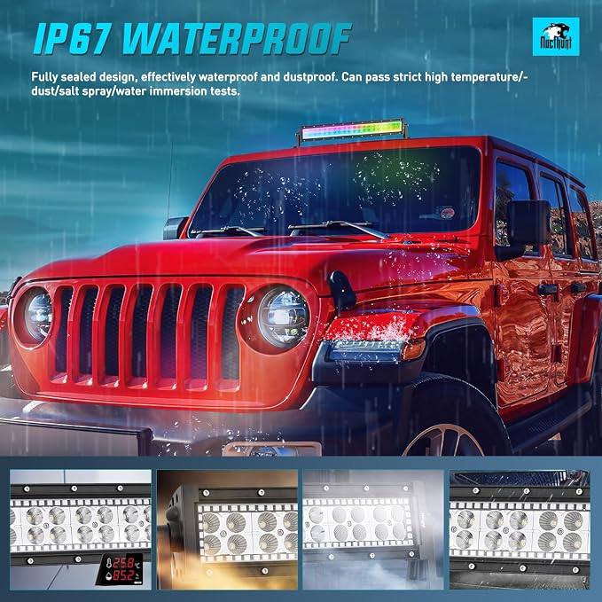 Nilight LED Light Bar 22Inch 120W Cube Flood Offroad Work Light with RGB Halo Strip Multi Chasing Flash Strobe Mode APP & Remote Control IP67 Waterproof for Truck Pickup Golf Cart SUV ATV UTV