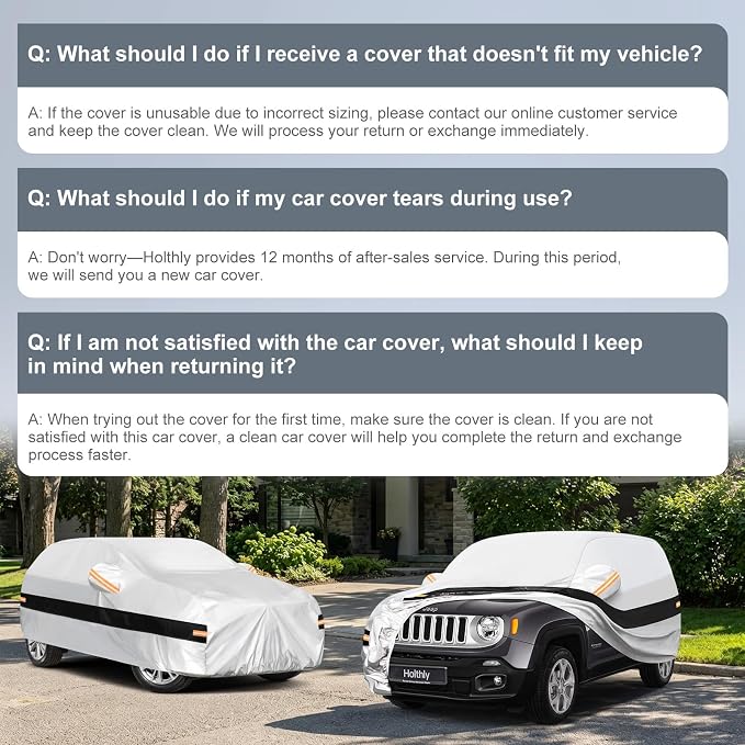 10 Layers SUV Car Cover Custom Fit for Jeep Renegade (2014-2026), Waterproof All Weather for Automobiles, Outdoor Full Cover Sun Dust Rain Protection with Cotton. Silver