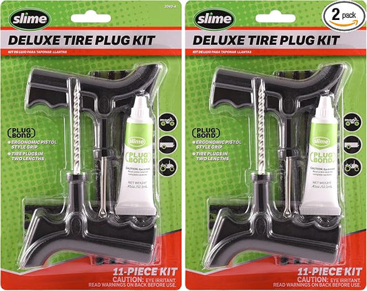 Slime Tire Repair Kit 2040-A, 11 Pieces | Deluxe | Includes Strings & Tools | Pack of 2