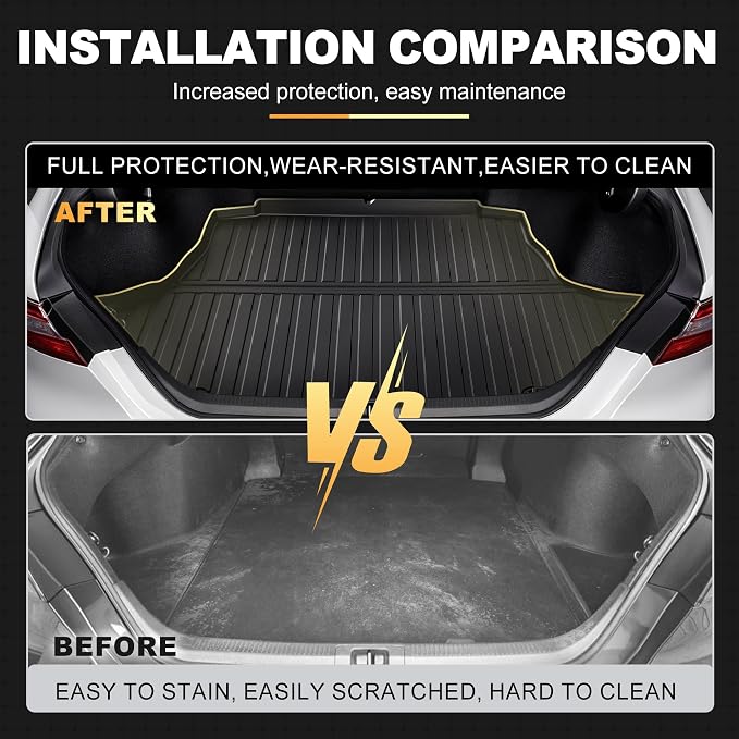 Floor Mats for Toyota Camry 2018-2024 FWD Gas, Floor Liners & Cargo Liner | Not for AWD or Hybrid. Custom Fit Car Mats All-weather Protection Waterproof Easy to Clean Heavy Duty