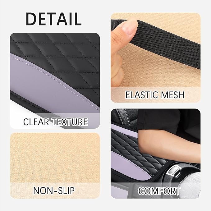 IHOTDER Patchwork Leather Center Console Covers for Cars,Upgraded Arm Rest Cover for Car with Side Storage Pocket for Car Seat Organizer,Middle Console Cover Stylish Car Decoration (Taro Purple)