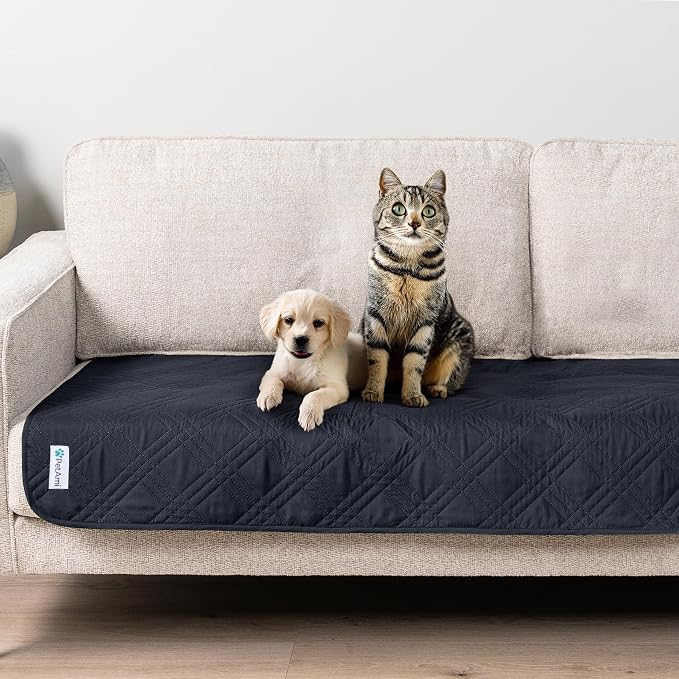 PetAmi Waterproof Couch Cover for Dogs, Non-Slip Leakproof Sofa Furniture Protector for Pet Cat, Machine Washable Bed Blanket for Car Seat, 30x70 Gray