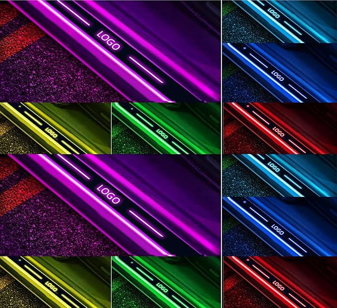 LED Door Sills Lights for Car Magnetic,Customizable Led Car Threshold Lights with Logo Text, Auto-Sensing Welcome Lights for Car,7 Colors/28 Modes,Led Car Door Lights No Installation Required