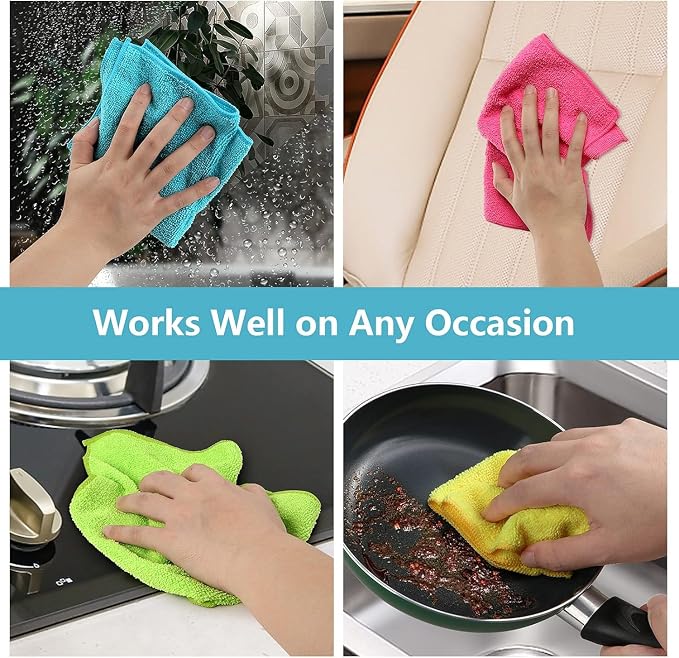 HOMEXCEL Microfiber Cleaning Cloth, 400 Pack Cleaning Towels for Kitchen, Lint Free, Scratch-Free, Highly Absorbent, and Reusable Cleaning Rags for House, Window and Glass, Cars, 11.5 X11.5 inch
