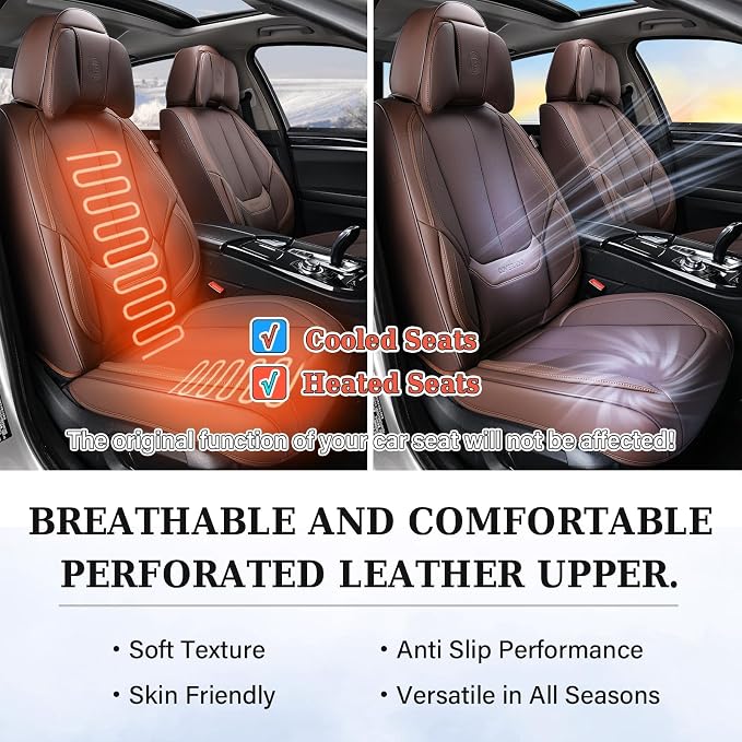 Coverado Car Seat Covers, Seat Covers for Cars, Waterproof Leather Auto Seat Protectors, Leather Car Seat Cushion, Car Interiors Accessories Universal Fit for Most Cars