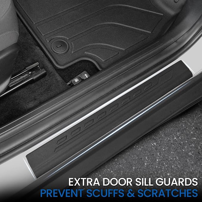 Floor Mats Set for 2025-2026 Kia K4 Sedan, All Weather TPE Floor Liners Trunk Mat Cargo Liner Door Sill Guards Accessories