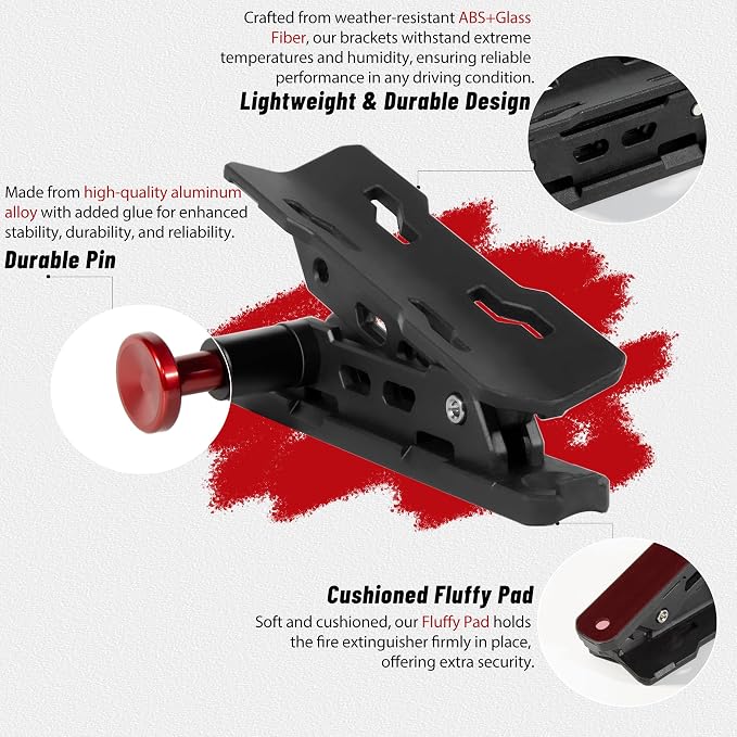 ZHILXN Quick Release Fire Extinguisher Mount with 10 Clamps, Universal Fit | Roll Bar & Wall Mount Bracket Holder Adjustable Mounting for UTV Motorcycle Compatible with Jeep Wrangler Polaris RZR SXS ATV