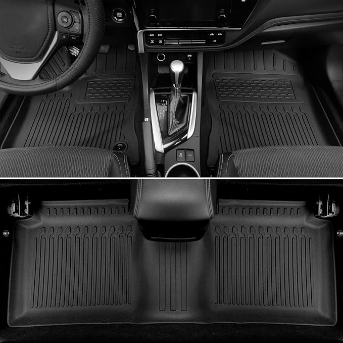 Floor Mats for Toyota Corolla 2014-2019, All Weather Floor Mats Trunk Cargo Liner and Door Sill Guards Accessories, Full Coverage Set (Fit Sedan Models)