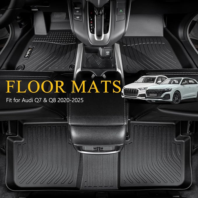Wailtnb-All Weather Floor Mats for Audi Q7 & SQ7 2017-2026 / Audi Q8 2019-2025 (Not for E-TRON) Liners Custom Fit Q7 & Q8 2019-2026 Waterproof Durable Accessories