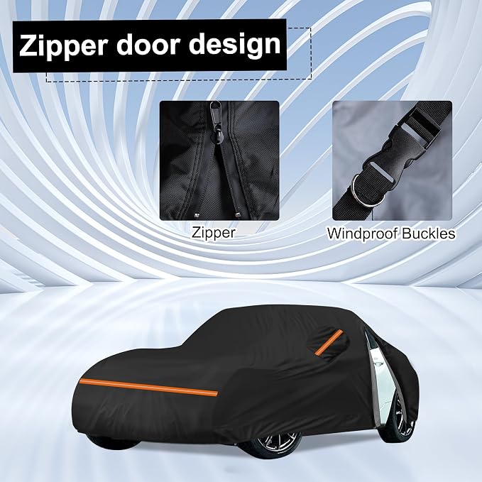 Amooca Heavy-Duty Car Covers Custom Fit for Mazda MX-5 Miata (1989-2024) Waterproof Sun-Proof All Weather for Automobiles Snow Cover 420D with Door Zipper Cotton Lining