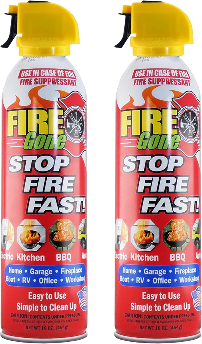 Fire Gone 2NBFG2704 White/Red Fire Suppressant Canisters - 16 Ounce, (Pack of 2 Units)