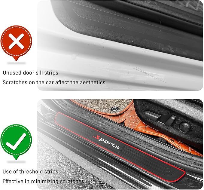 4PCS Car Door Sill Protector,Anti-Scratch & Waterproof Car Door Sills Scratch Protection,Universal Car Exterior Accessories Automotive Door Entry Guard for Car,Truck,SUV (Sport, Width 1.96'')