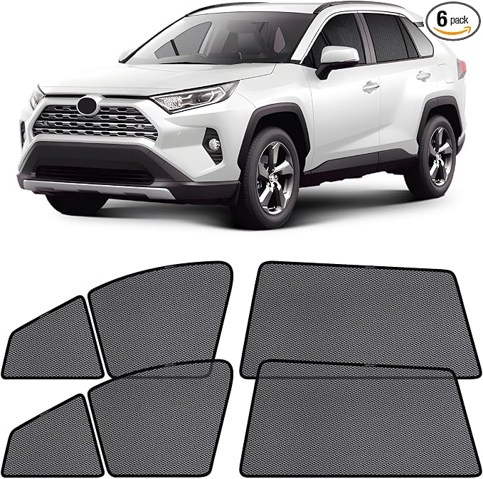 ZATOOTO Toyota Rav4 Window Shade 2019-2024, Breathable & Bug-Free | Front Side Window Segmented, Clear Rear Mirror Sight, UV Protection, Privacy, Car Side Window Screens for Camping