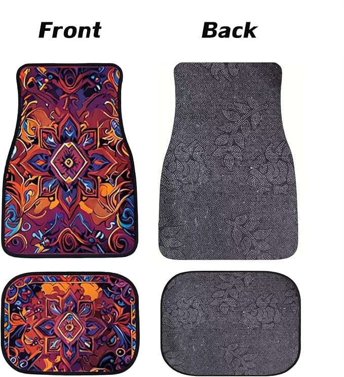 Car Floor Mats Non-Slip Automotive Floor Mats All-Weather Front Rear Car Floor Foot Mat Sets of 4 Pieces Foot Mats Rugs Carpet for Car Trucks SUV Sedans (FUGU-03)