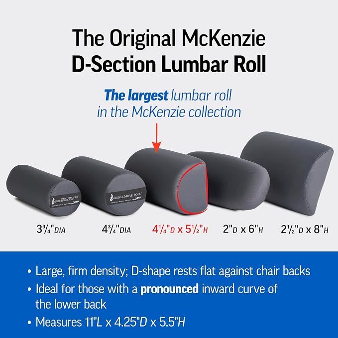 OPTP The Original McKenzie D-Section Lumbar Roll – USA-Made Low Back Lumbar Support Pillow for Office, Back Pillow for Car and Travel. The Preferred Lumbar Pillow of Physical Therapists.