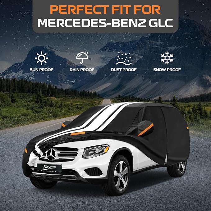 Kayme Mercedes Benz GLC Class Car Cover Waterproof All Weather, Custom Fit for GLC300 GLC350e GLC43 GLC63 (2015-2026), Gift with Tape/Towel, Outdoor Full Exterior Cover Rain Snow Sun UV Protection.
