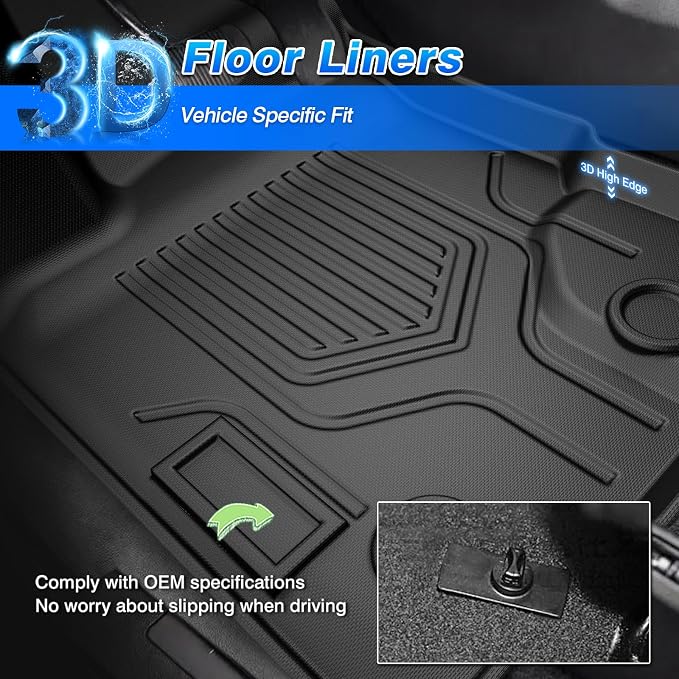 Cartist Floor Mats Fits for Ford Ranger 2019 2020 2021 2022 2023 Accessories All Weather Floor Mat for Ranger Super Crew Floor Liner Heavy Duty Black