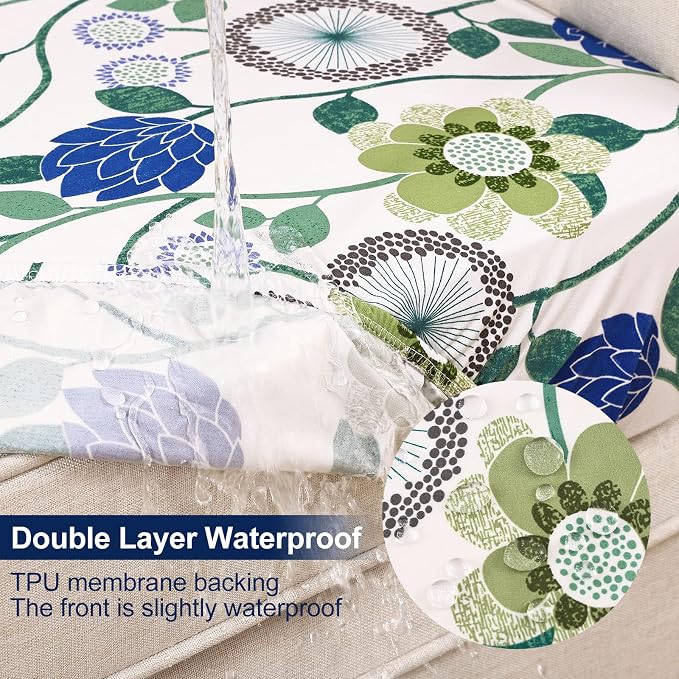 Smiry Waterproof Patio Cushion Covers, Stretch Outdoor Couch Slipcovers Replacement Washable Furniture Protector Sofa Chair Seat Cover for Dogs and Pets (12 Pcs, Light Green)