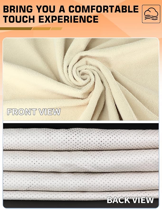 Towel Car Seat Covers for Sweat Protection, GRS Certified Recycled Microfiber Absorbent Front Seat Protector, Non-Slip Washable Universal Fit for Sedans SUV Minivans(2 Pack,Beige)