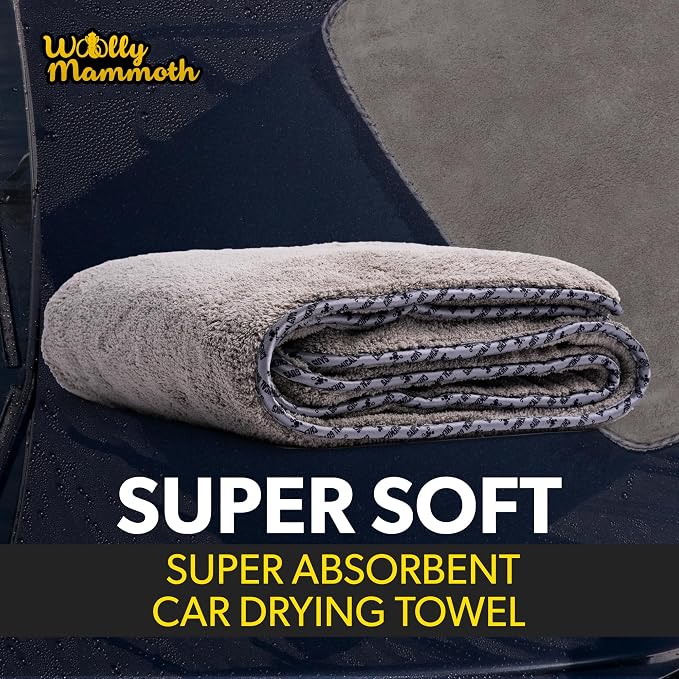 Chemical Guys, Woolly Mammoth Large Microfiber Drying Towel, 36 x 25 in | Ultra-plush oversized towel soaks up water fast to dry the whole vehicle, soft and scratch-free on paint