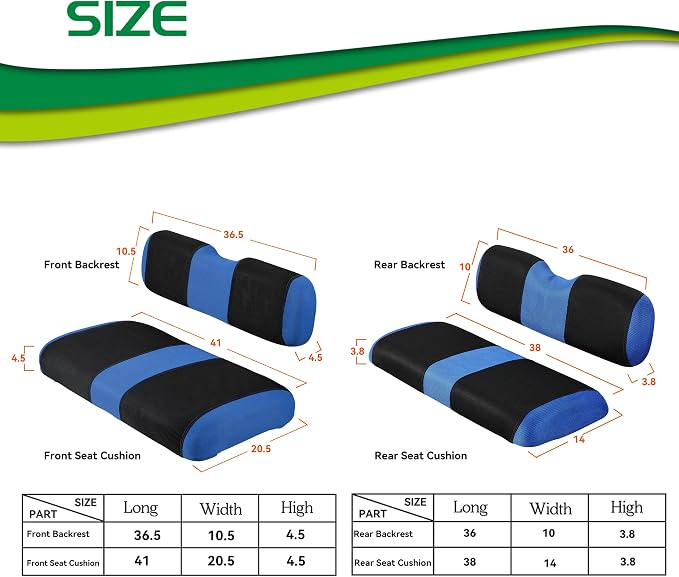 4 Passenger Golf Cart Seat Covers Fit for EZGO TXT OEM Ordinary Seat Cushion, EZGO TXT Front and Back seat Cover, Washable Golf Cart Seat Covers for EZGO