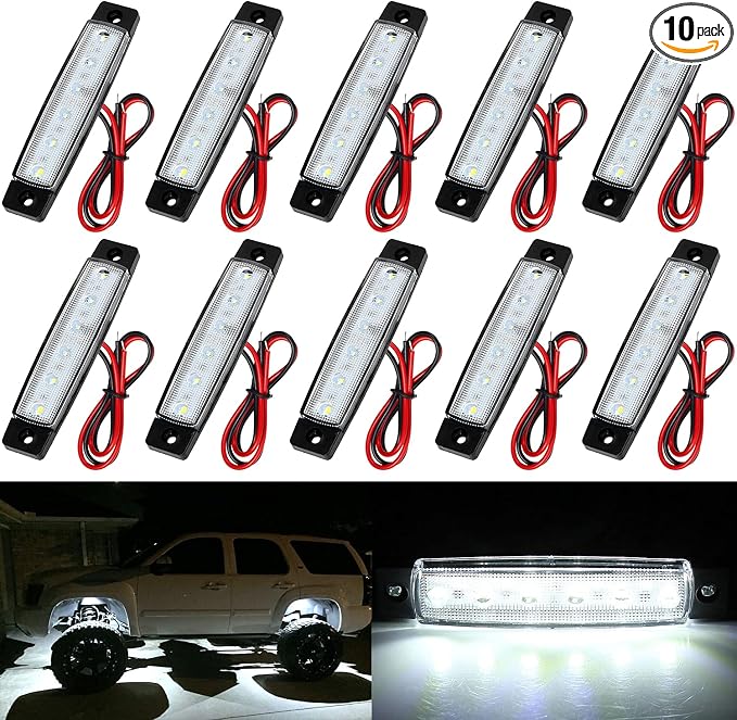 10X Led Rock Lights, Strip Light, Wheel Well Light, Waterproof Exterior Interior Light, Led Underglow Kit for Golf Cart, Jeep Wrangler, RZR, Offroad, Truck, RV, UTV, ATV, Ford, Snowmobile (White)