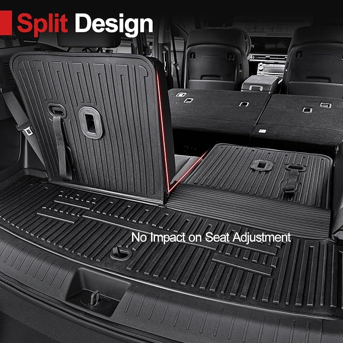 Floor Mats for Hyundai Santa Fe 2024-2026 (Fit Hybrid and Gas), TPE All Weather Protection Durable Trunk Cargo Mat with Backrest Mat for Hyundai Santa Fe