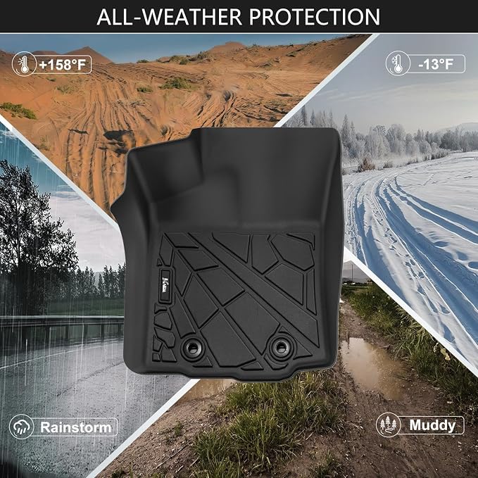 KARPAL Floor Mats Fit for Toyota Tacoma 2016-2023 Double Cab (Only Fit Automatic), Custom Fit All Weather TPE Floor Liners, 1st & 2nd Row Mat, Tacoma Accessories