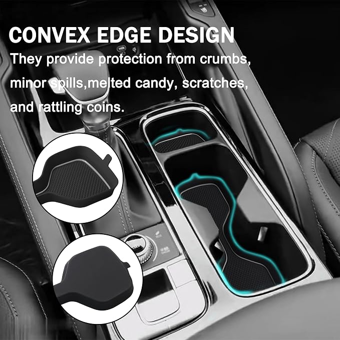 Cup Holder Coaster for Kia Telluride Accessories 2020 2021 2022 2023 2024 2025 Non-Slip Silicone Cup Holder Insert Mat Center Console Protector Liner Pad Interior Decoration 6Pcs (Gray Trim)
