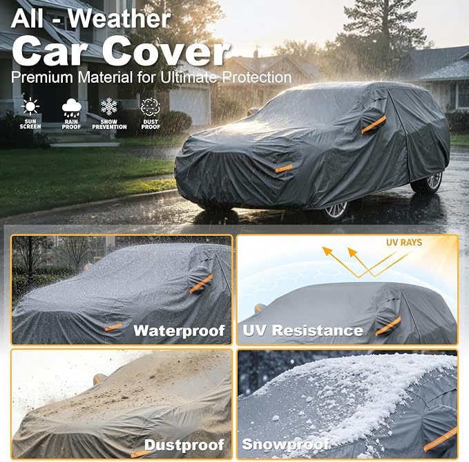 GUNHYI Premium Car Cover Custom Fit Ford Mustang Mach-E, 16 Layers Heavy Duty Car Cover Waterproof All Weather with Zipper Door for Sun Rain Snow Dust Uv Protection