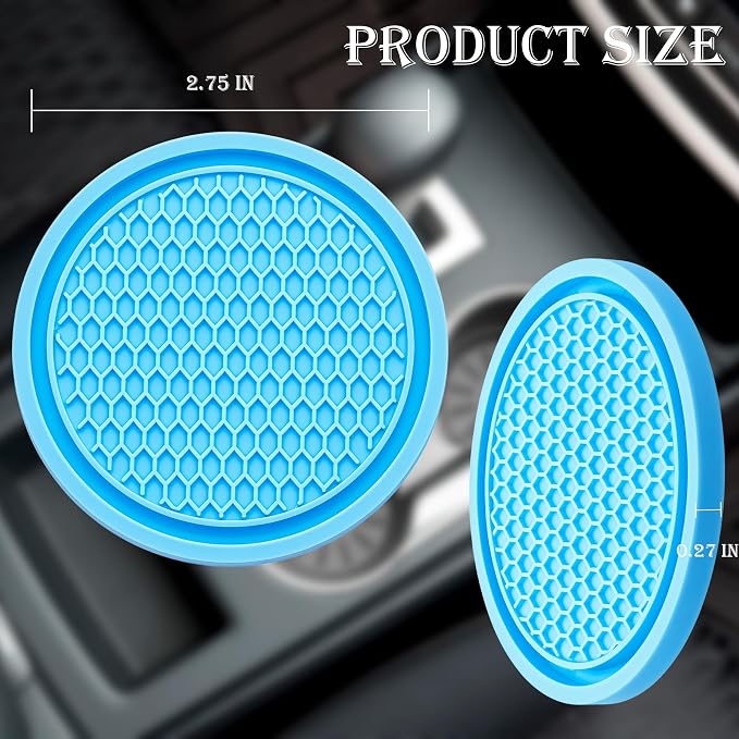 4PCS Car Cup Holder Coaster, Universal Auto Non-Slip Cup Holder Coaster, 2.75In Universal Non-Slip Recessed Car Interior Accessories (Liaght Blue)
