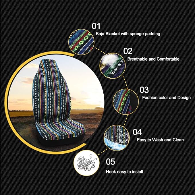 uxcell Automotive Universal Baja Blanket Bucket Seat Cover for Car SUV
