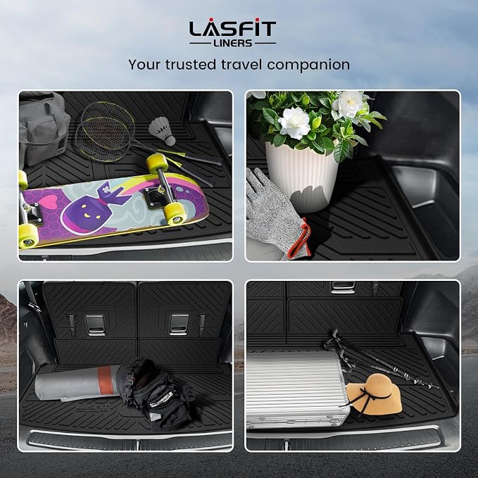 LASFIT Cargo Mats for Jeep Grand Cherokee L 2021-2025 2026 Accessories Rear Backrest Mats All Weather TPE Custom Fit Trunk Seatback Mats, Black