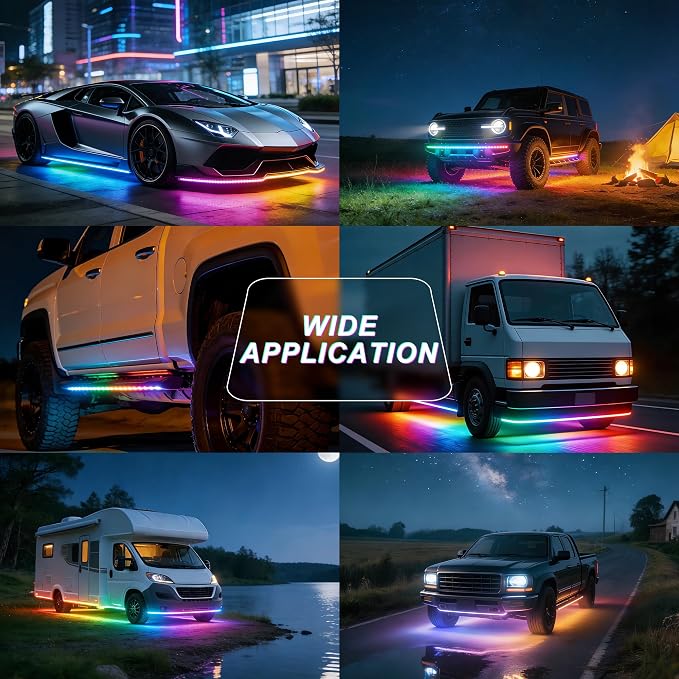 Underglow LED Lights for Cars - 8PCS RGB+IC Chasing Kit with 252 LEDs, IP67 Under Car Neon Lights with APP，Remote Control, Sound Active Multicolor Light Bar for Trucks SUVs RV, 12V Universal Fit