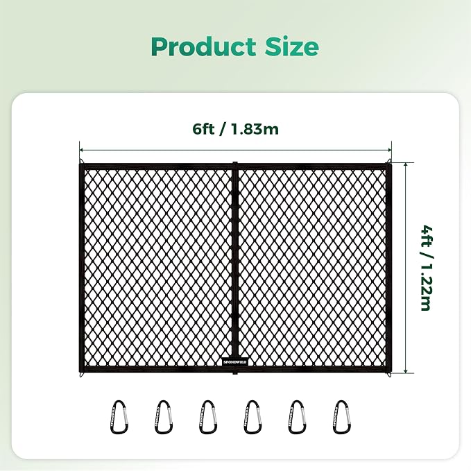 Highly Elastic Cargo Net with Hook, 6'x4' Stretches to 12'x8' | Adjustable Simple Truck Bed Storage Organizer for SUVs, Cars and Trucks, Single Layer, Ideal for Securing Daily Light Loads