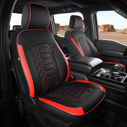 Seat Covers for Ford F150 2015-2026 SuperCrew & Ford F250 F350 F450 Super Duty 2017-2026 Crew Cab, Faux Leather Waterproof Pickup Truck Seat Covers (5 Seats) Interior Accessories