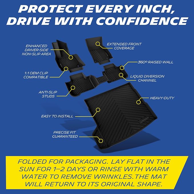 Michelin Vehicle Mats for 2025-2026 BMW X3 G45 30 xDrive/M50 xDrive | Custom Fit, Non-Slip, All-Weather TPE Liner, Premier Series 1st & 2nd Row & Trunk Mat, 4 Piece