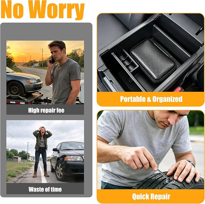 60 PCS Tire Repair Rubber Nails Kit, Vacuum Tire Screw Plugs, Fast Self-Service Tire Repair Tool for Car, Truck, Motorcycle, Bike, Tractor Puncture Repair Kit (Screwdriver Included)