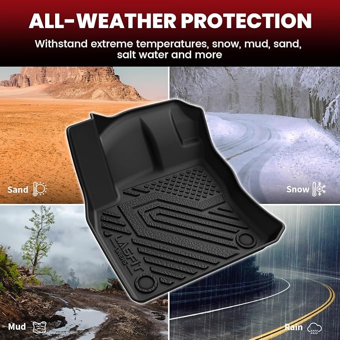 LASFIT Custom Fit TPE Floor Mats & Cargo Liner for 2018-2024 Volkswagen Tiguan Only 5 Seats, All Weather Waterproof Anti-Slip Full Set Floor Liners Front & Rear Rows Trunk Cargo Mat, Black