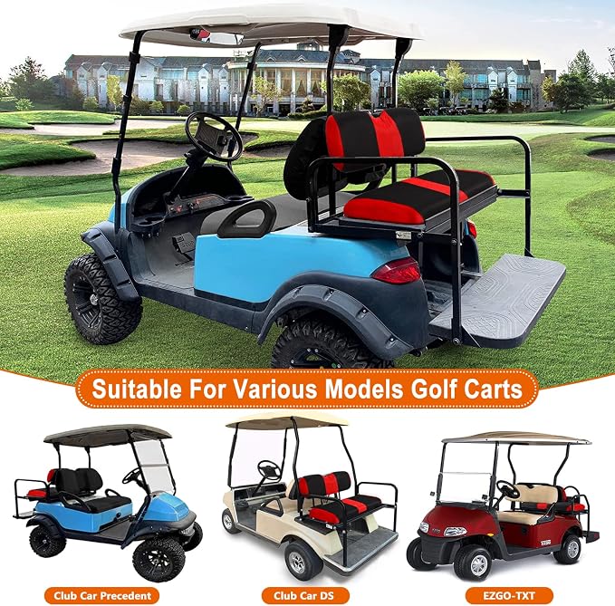 Golf Cart Front and Back Seat Covers for Club Car Precedent 4 Passenger Models,Breathable Washable Polyester Mesh Seat Cover Red