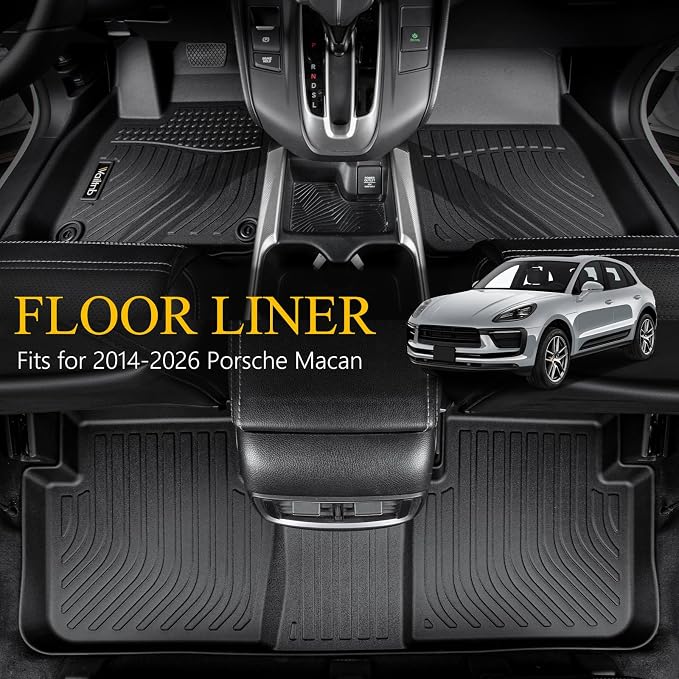 Wailtnb-Mats for Porsche Macan 2014-2026 S/Turbo/S Diesel/GTS (Not for EV) Floor Mat Cargo Liner All Weather Floor Liner Car Mat for Macan Custom Fit Automotive Full Set Accessories