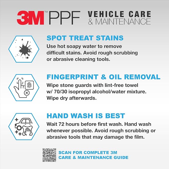 3M Clear Paint Protection Film, 8 mil PPF Vinyl Wrap with Self-Healing Technology, UV Protection, Non-Yellowing, Scratch Resistant, Glossy Finish (12 x 48in)