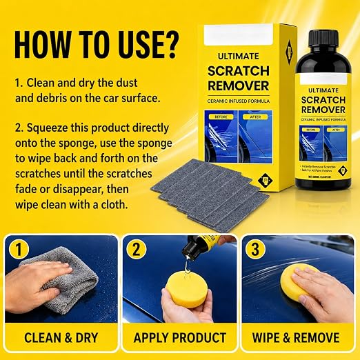 2Pcs Scratch Remover, 3.53 Fl Oz Plastic Polish Scratchs Removers, Professional Grade Car Scratch Repair Remover, All Paint Colors Polishing Kit, Quick Repair Scratches and Restore Shine