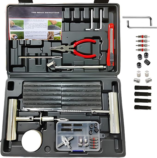 Tire Repair Kit - 68pcs Heavy Duty Tire Plug Kit, Universal Tire Repair Tools to Fix Punctures and Plug Flats Patch Kit for Car, Motorcycle, Tractor, SUV, Truck, Tire Puncture Repair Kit