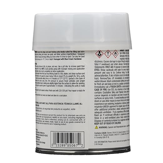 Evercoat Body Shop 105067 Pro-Grade Color-Change Putty for Filling Minor Dings, Scratches and Low Spots in Aluminum, Fiberglass & More, Easy Mix Hardener Included 13 Fl Oz.